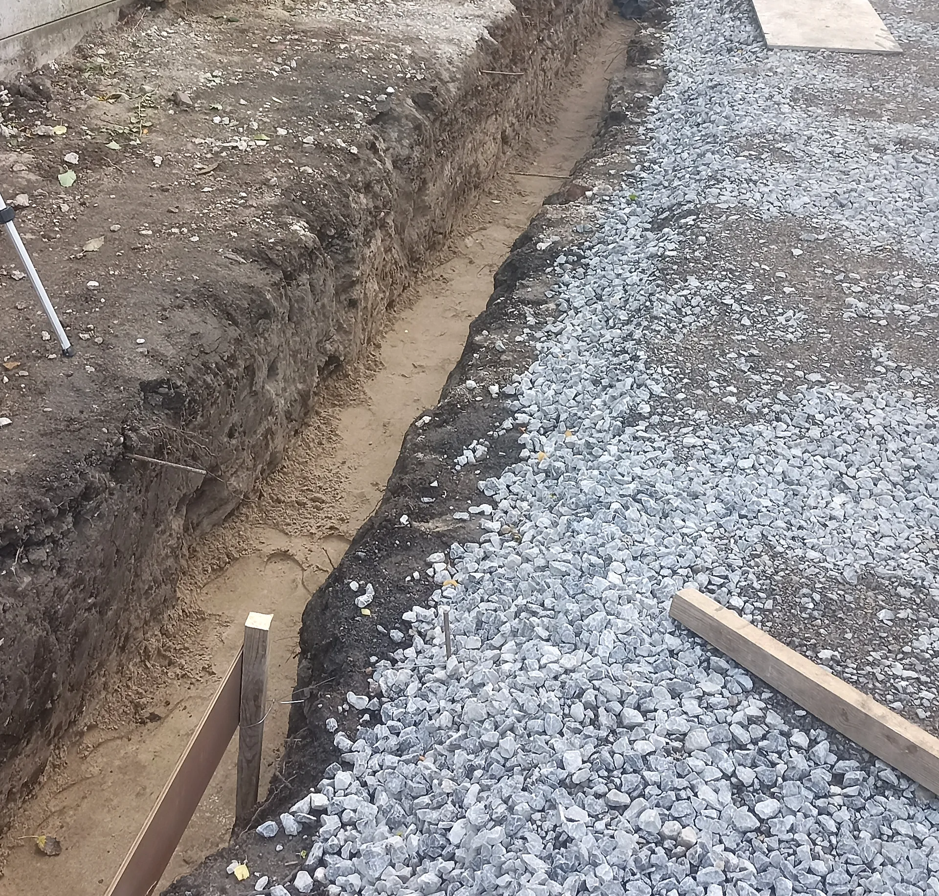 Foundation excavation beside the extension footprint