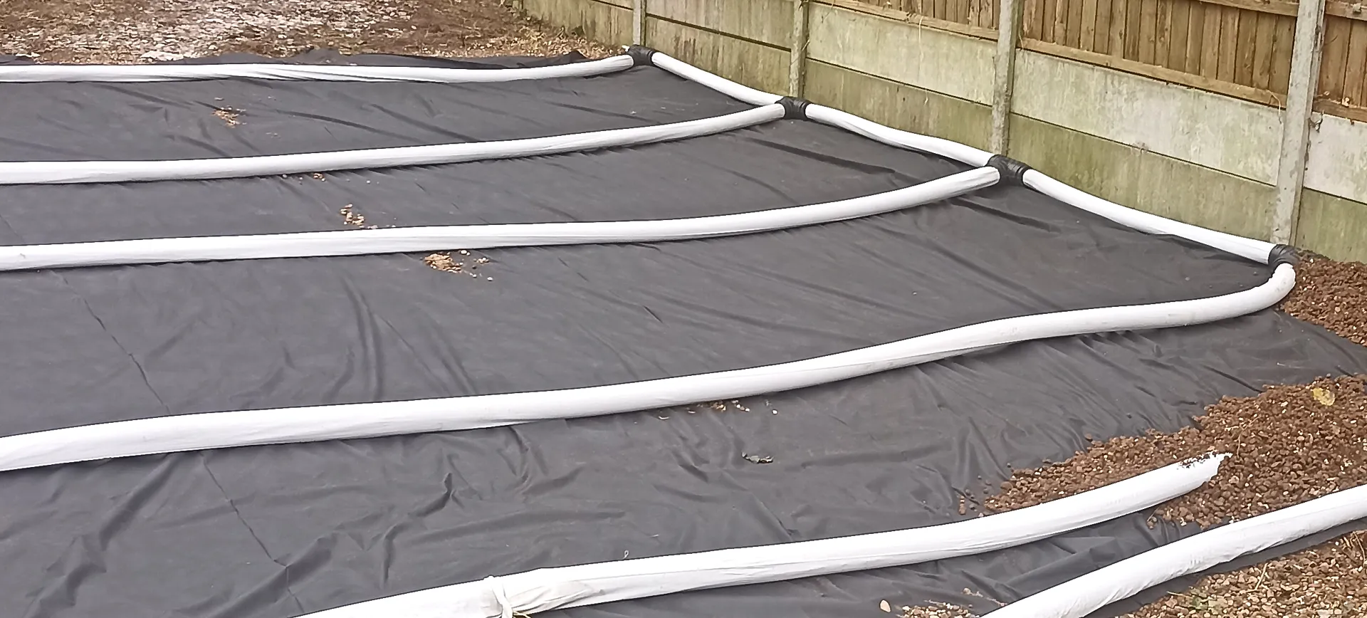 Garden drainage installation before landscaping
