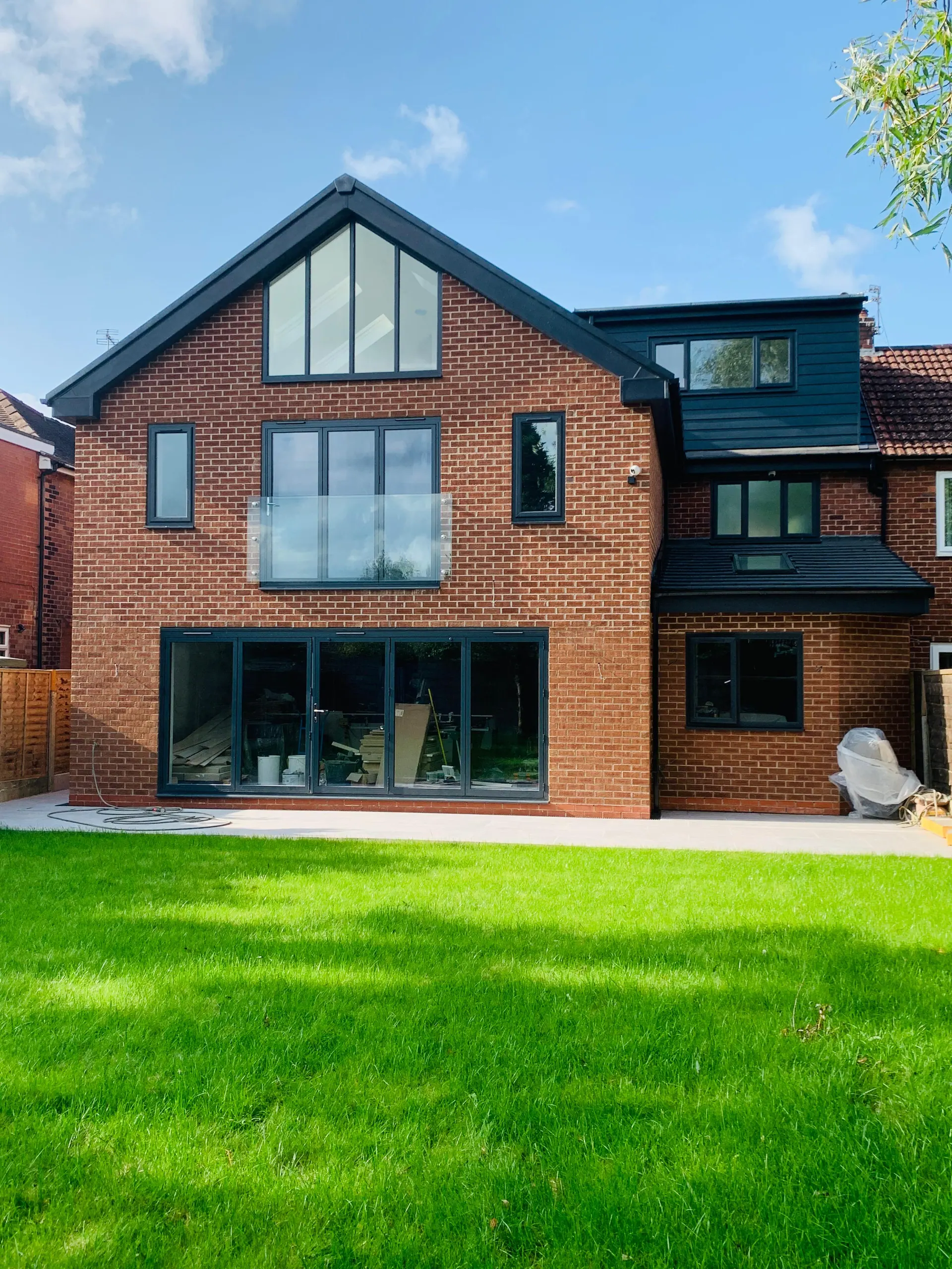 Finished rear elevation and garden lawn