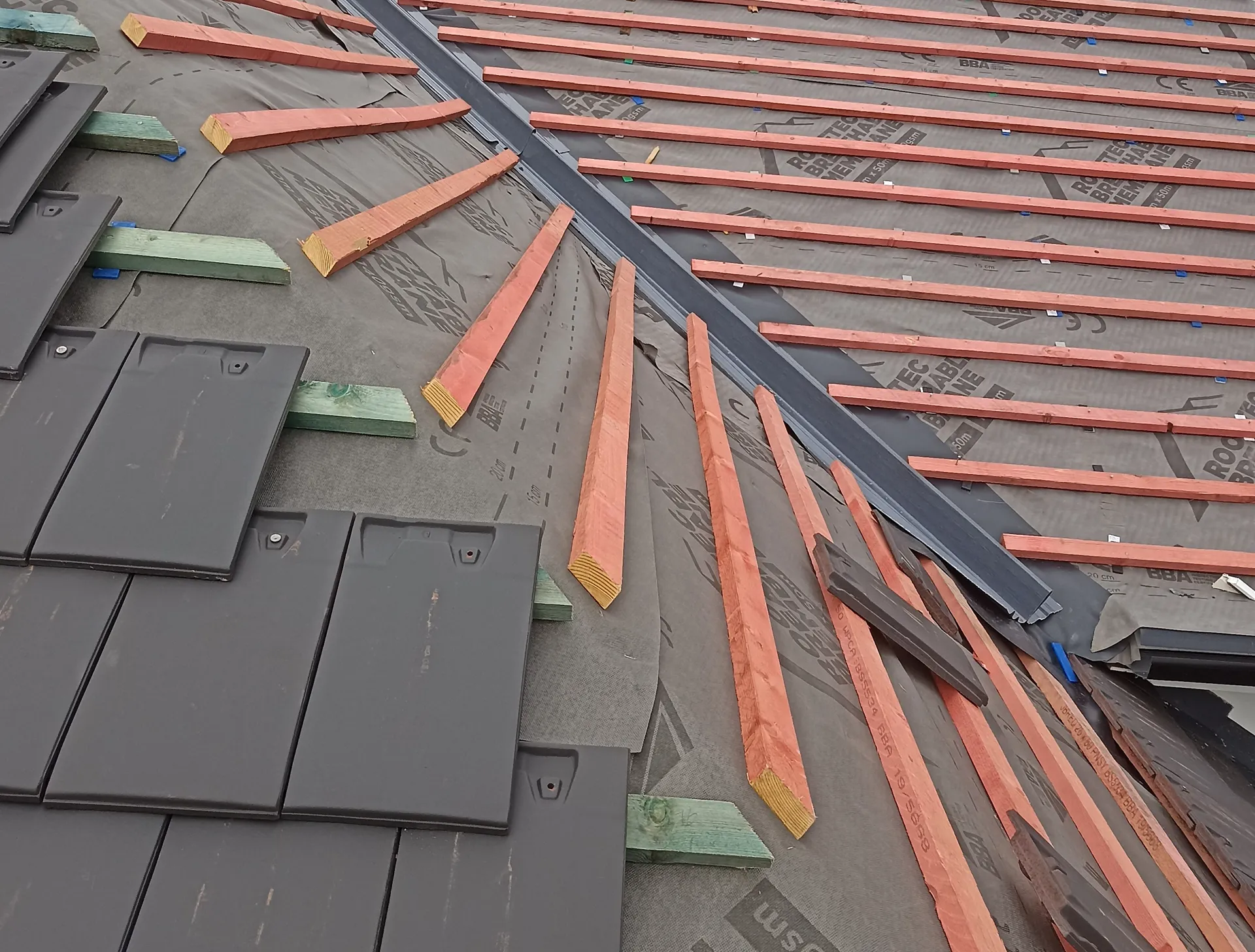 Roof covering during installation